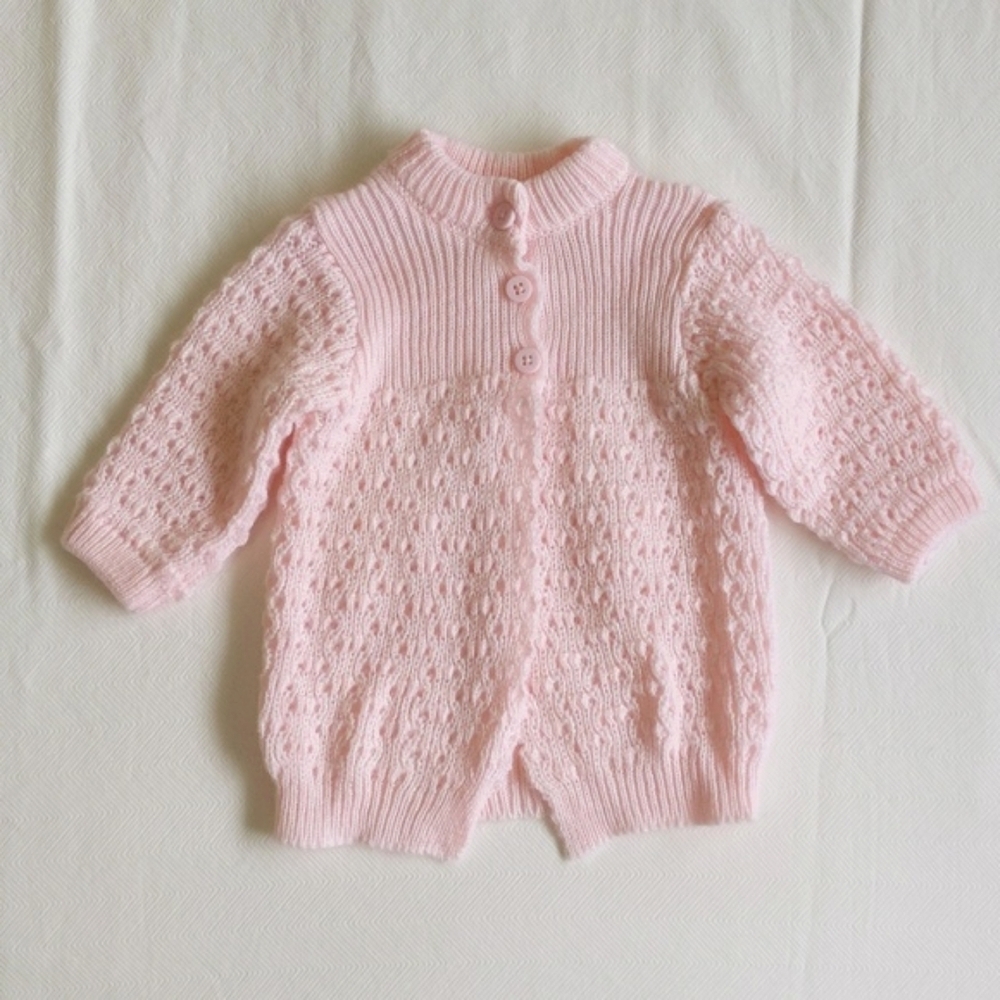 baby mode signature pink acrylic knit cardigan sweater 0-6 months baby girl